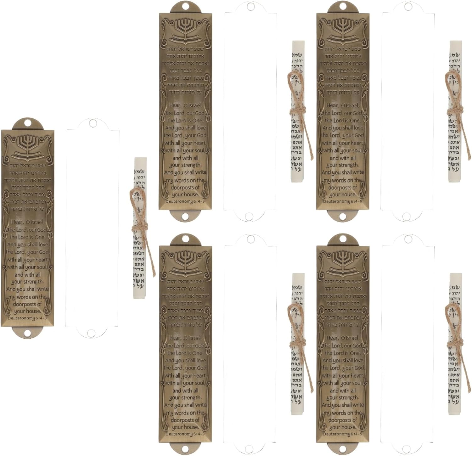 5 Sets Mezuzah with Scroll Door Jewish Mitzvah Metal Case