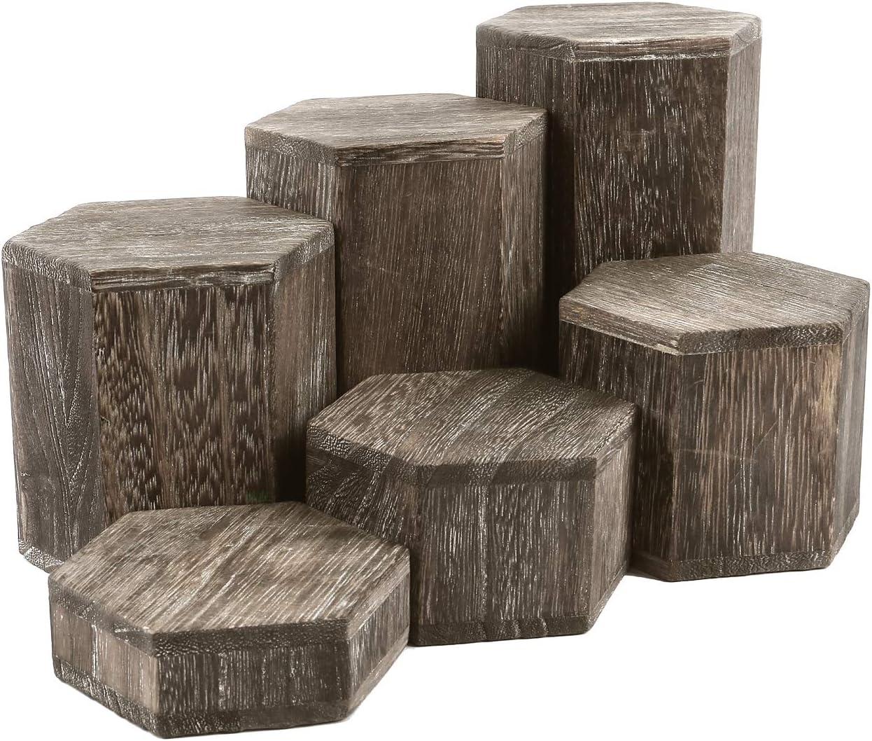 MOOCA 6-Piece Wooden Hexagon Risers Display Stand