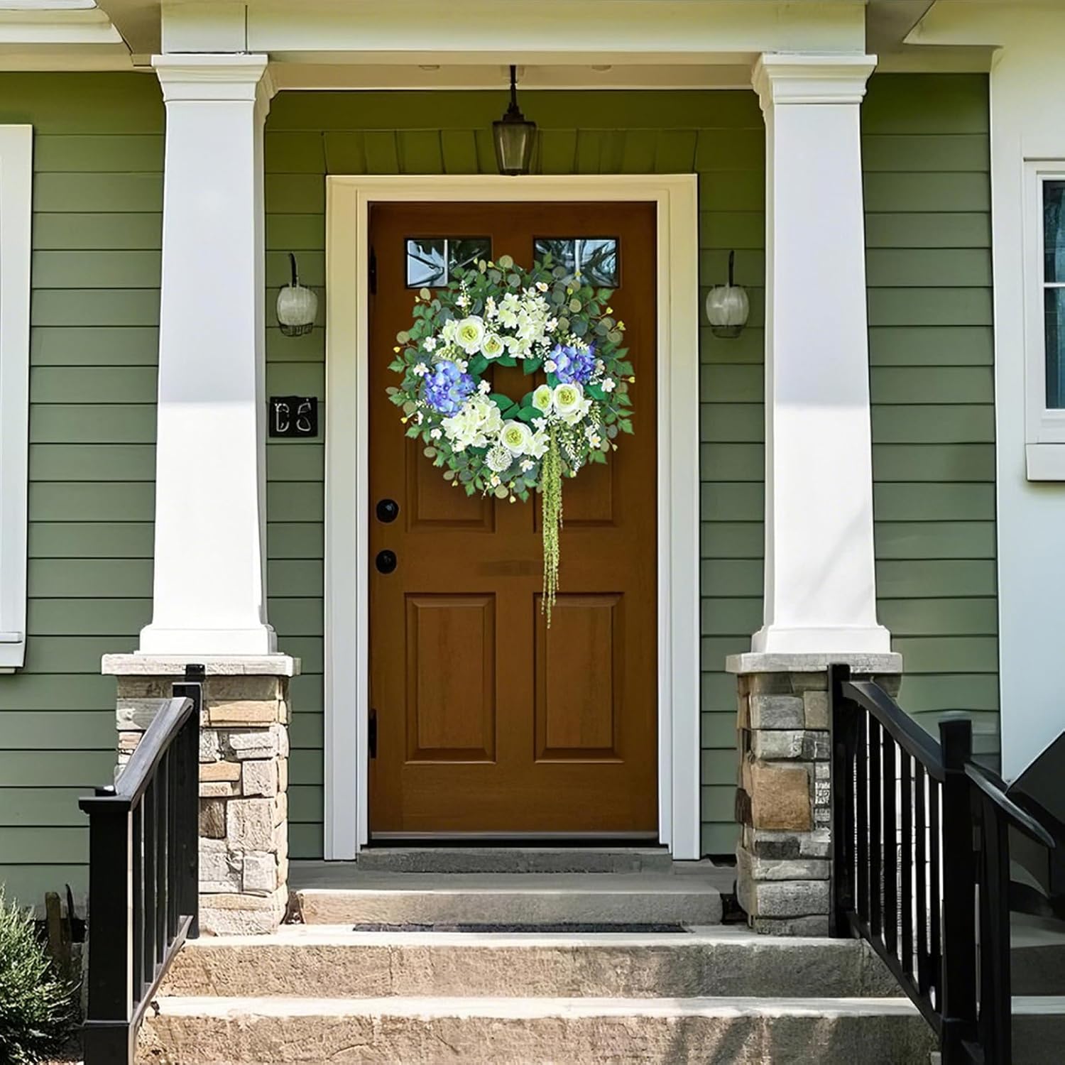 26 Inch Hydrangea Eucalyptus Wreath for Front Door