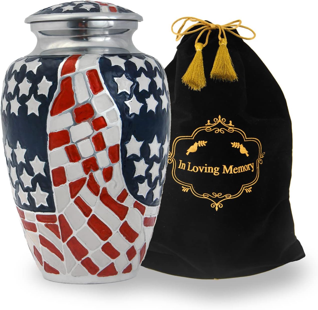 LETUSTO Cremation Urn with American Flag for Veteran Ashes