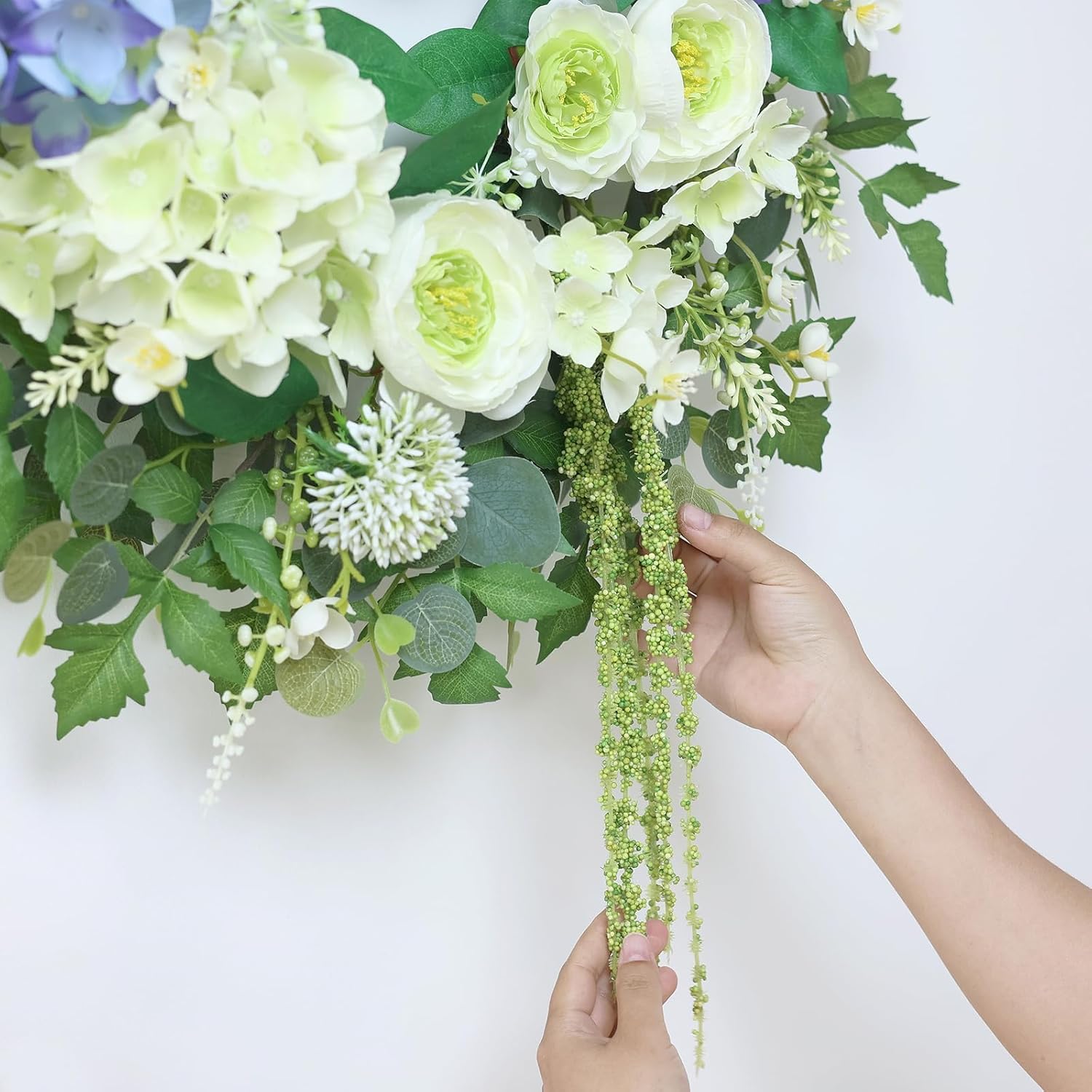 26 Inch Hydrangea Eucalyptus Wreath for Front Door