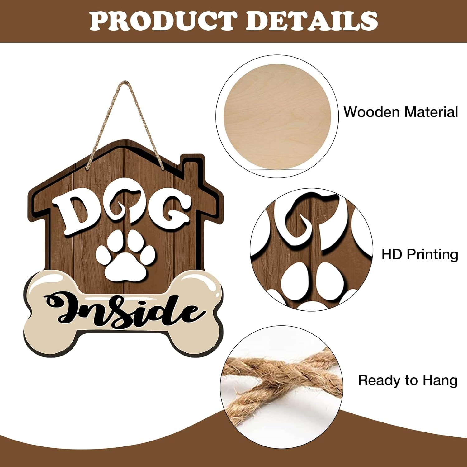 Bolisom Rustic Door Wreath Sign with Paw Prints