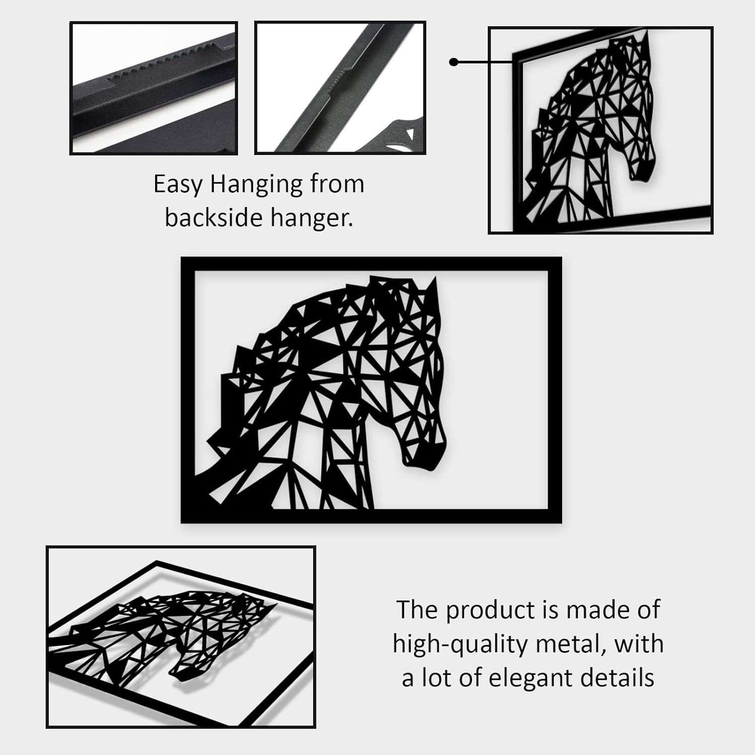 Peak Metal Wall Art 4 Panels Black