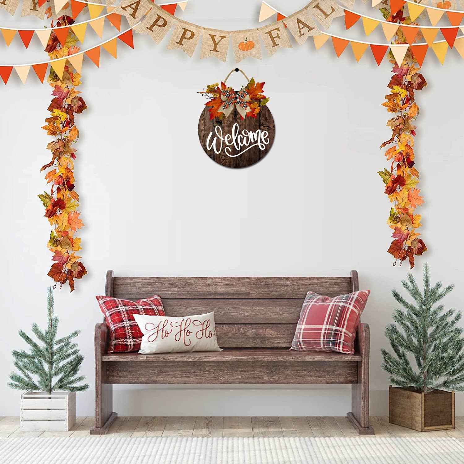 Rustic Wooden Fall Welcome Sign Halloween Decor