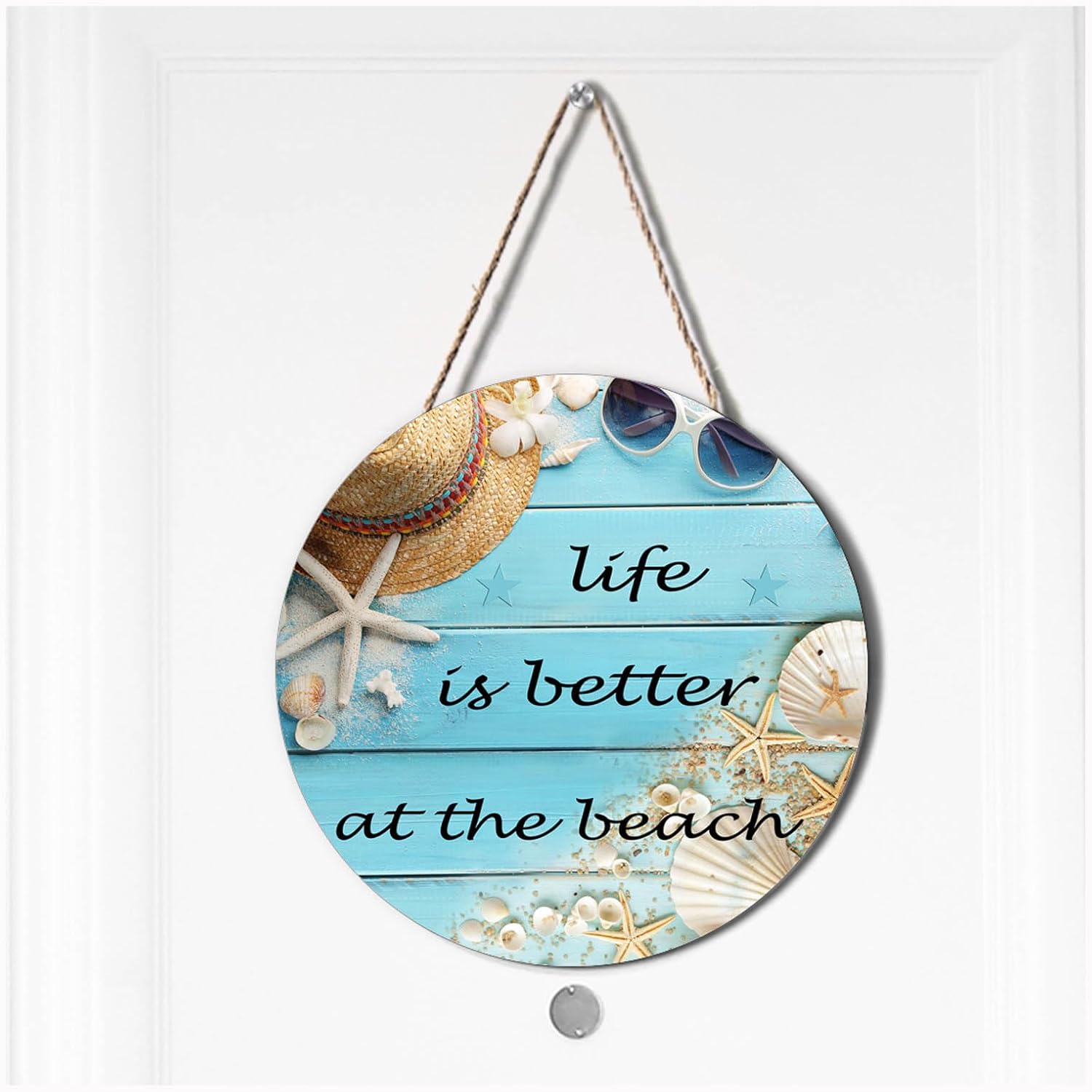 Seashells Front Door Wreath Welcome Sign
