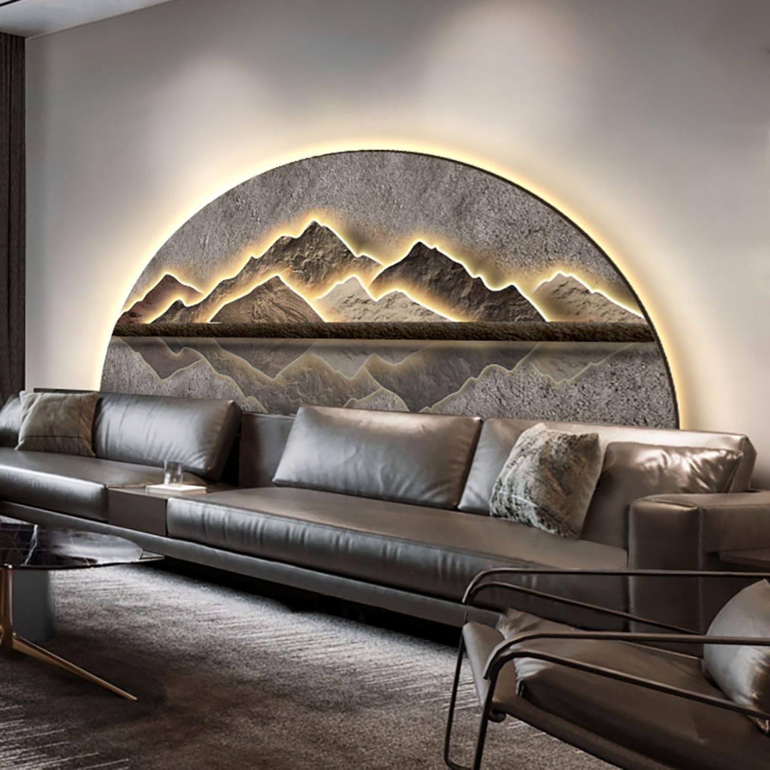 Homary 492 Inch LED Lighted Abstract Mountain Wall Art