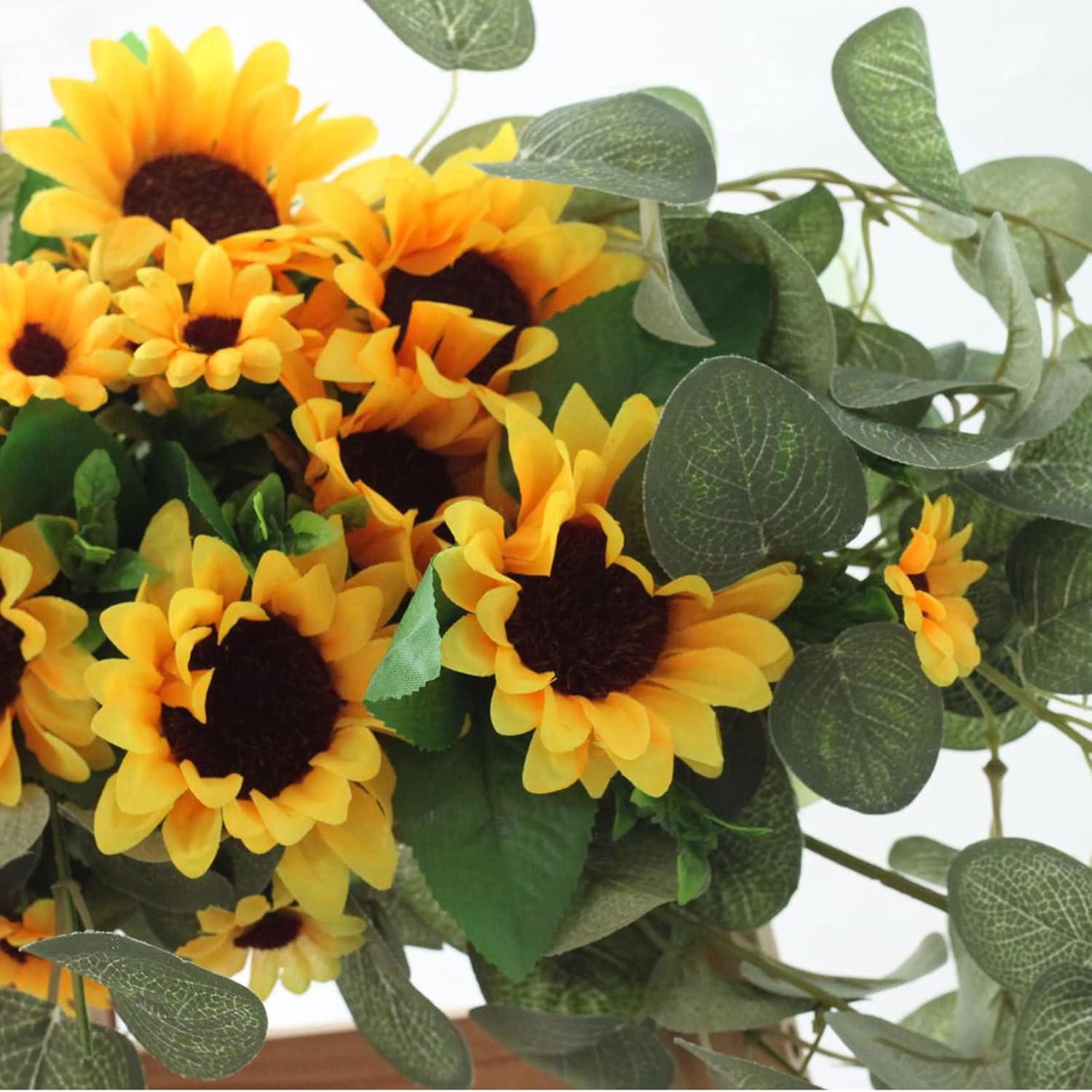 Artificial Sunflower Swag with Eucalyptus 295In Wall Arch Hanging Wreath