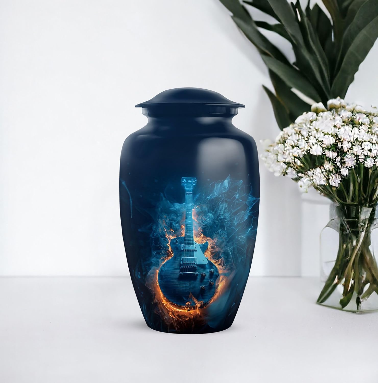 Guitar Urn for Human Ashes - Custom Blue 10 Inch