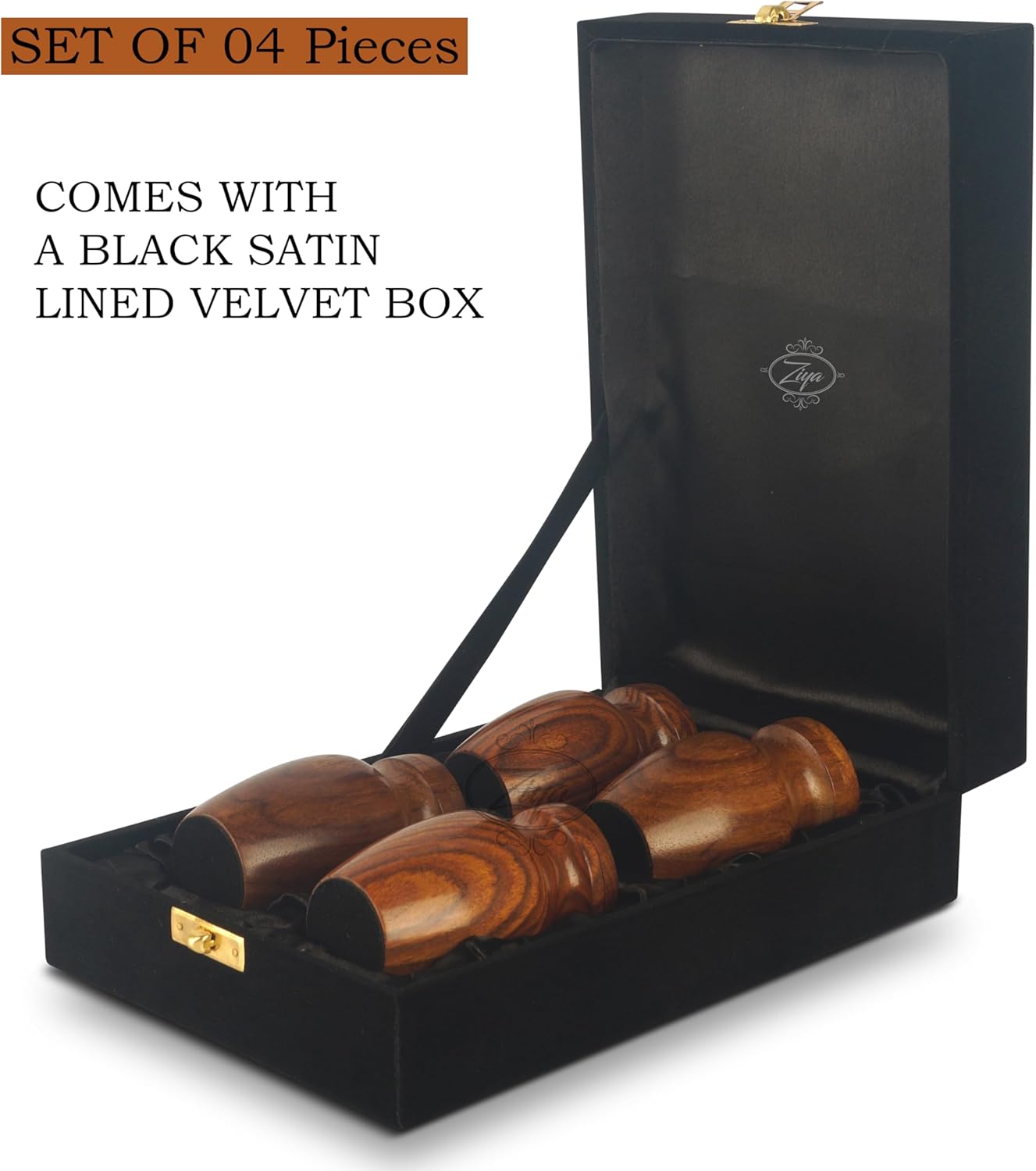 ZIYA Wooden Mini Cremation Urn Set of 4 with Velvet Case