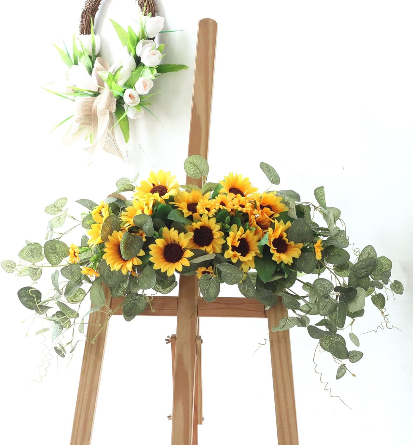 Artificial Sunflower Swag with Eucalyptus 295In Wall Arch Hanging Wreath