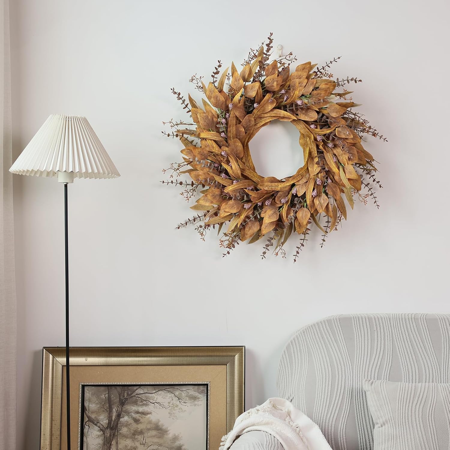 26 Orange Eucalyptus Wreath for Front Door