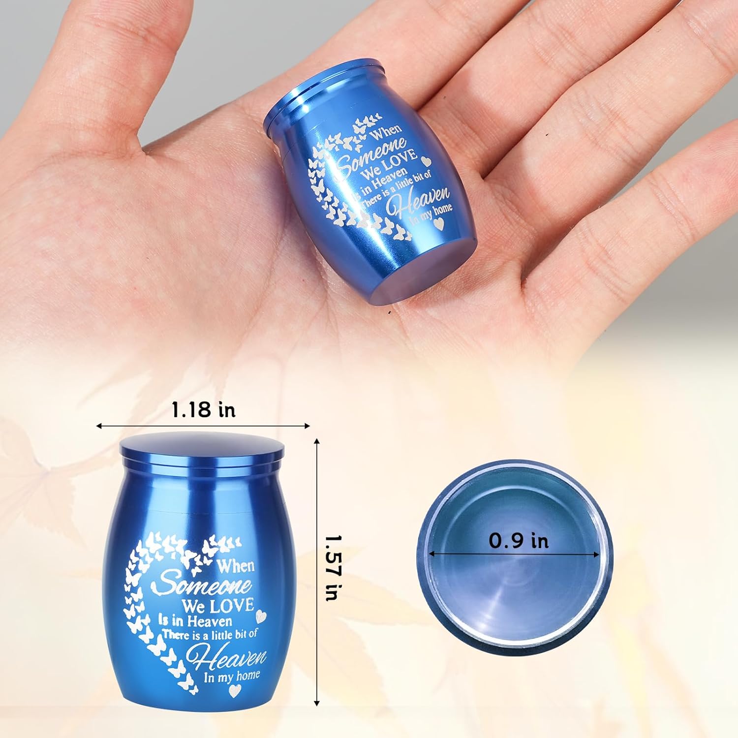 Mini Urns for Ashes Keepsake Set of 4 Blue