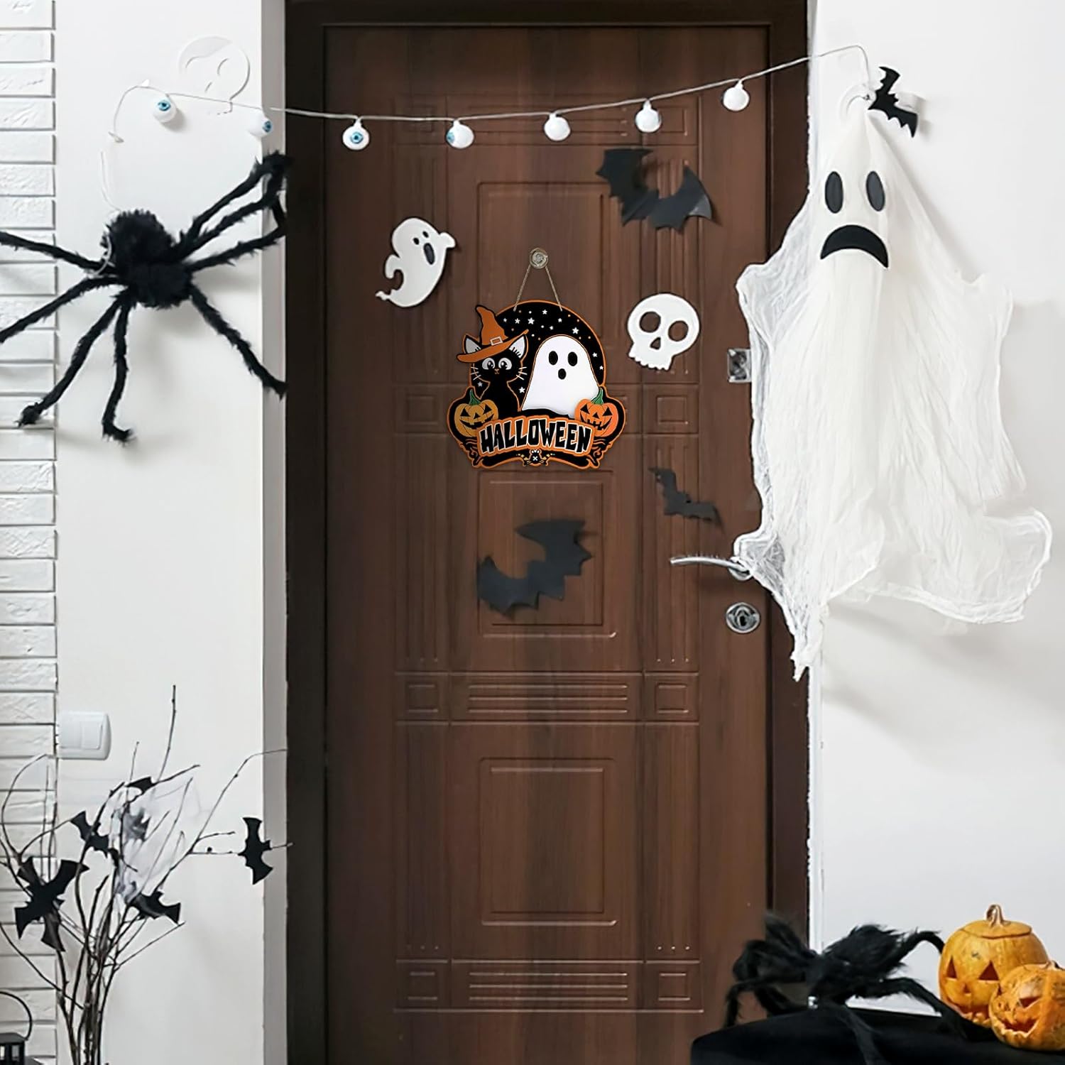 Bolisom Halloween Door Wreath Sign Decor