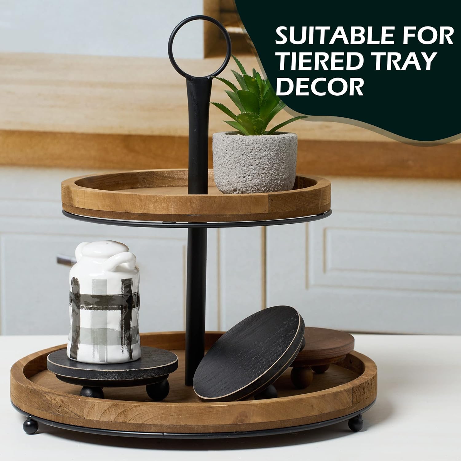 Defined Deco Mini Wood Risers for Display Set of 2 Black