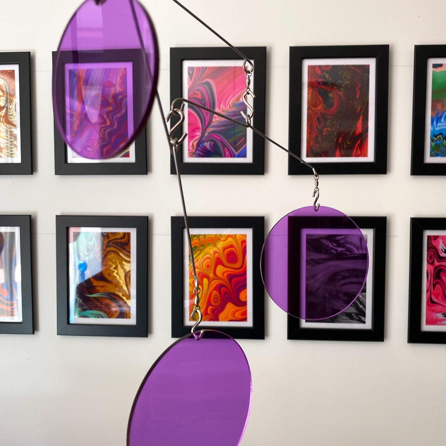 Modern Clear Purple Kinetic Art Mobile