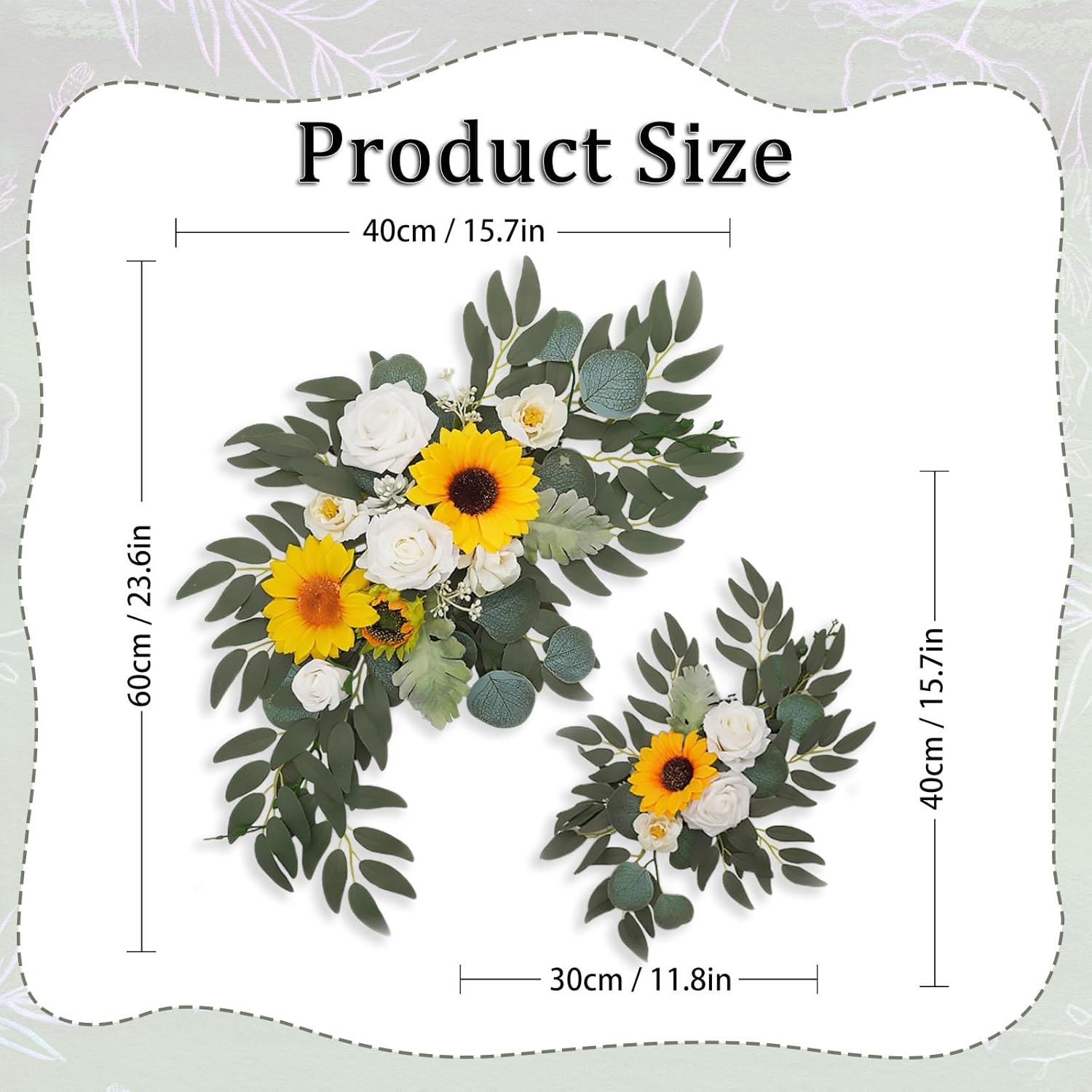 Faux Flower Swag Set of 2 for Wedding Welcome Signs