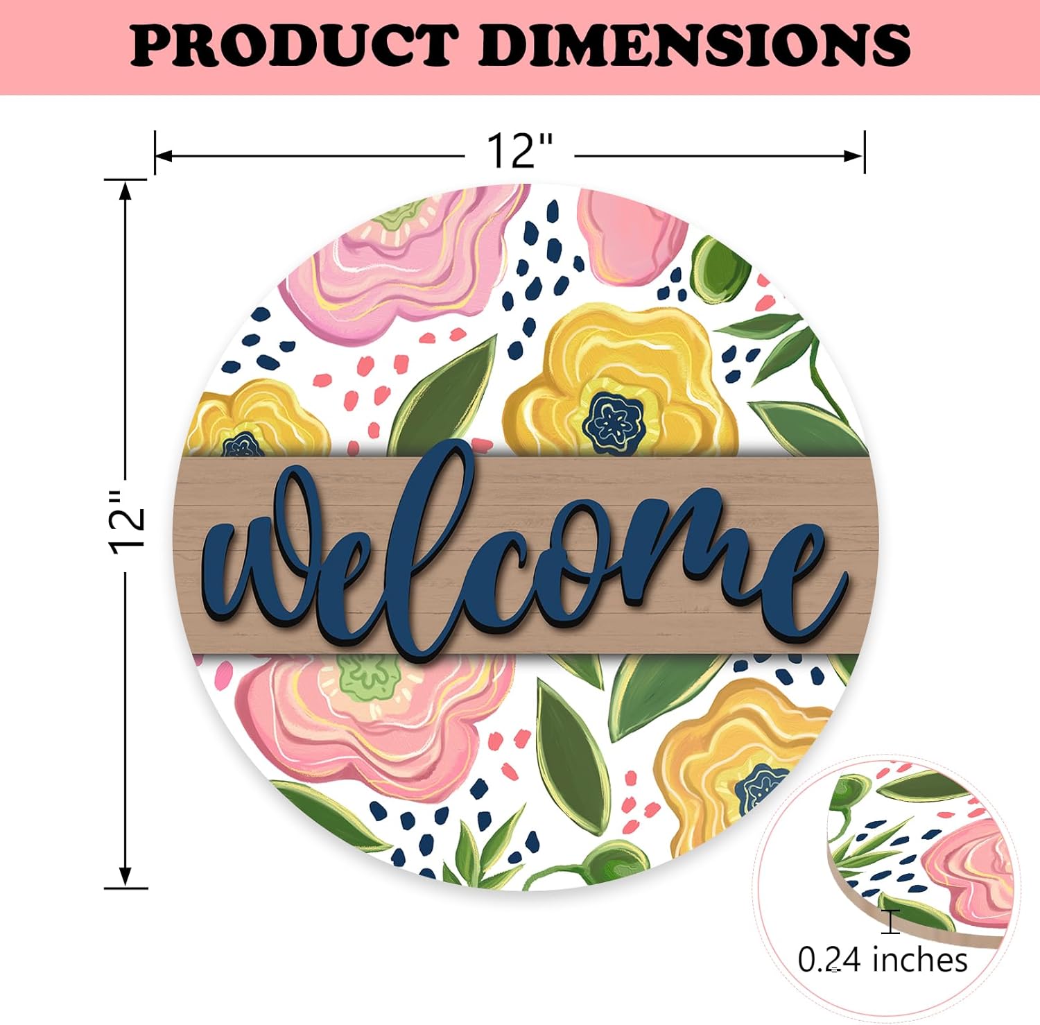 Welcome Spring Summer Flower Front Door Sign