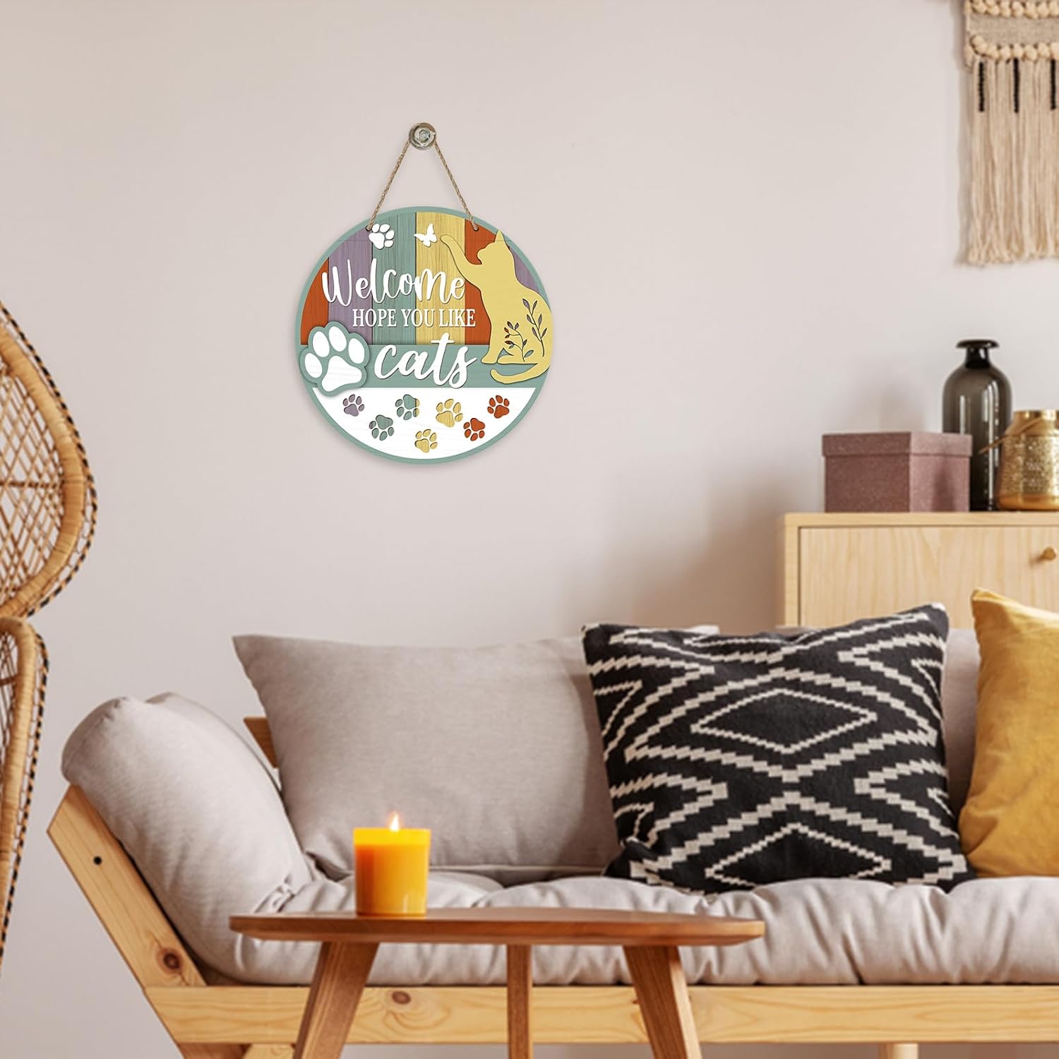 Deroro Welcome Hope You Like Cats Front Door Sign