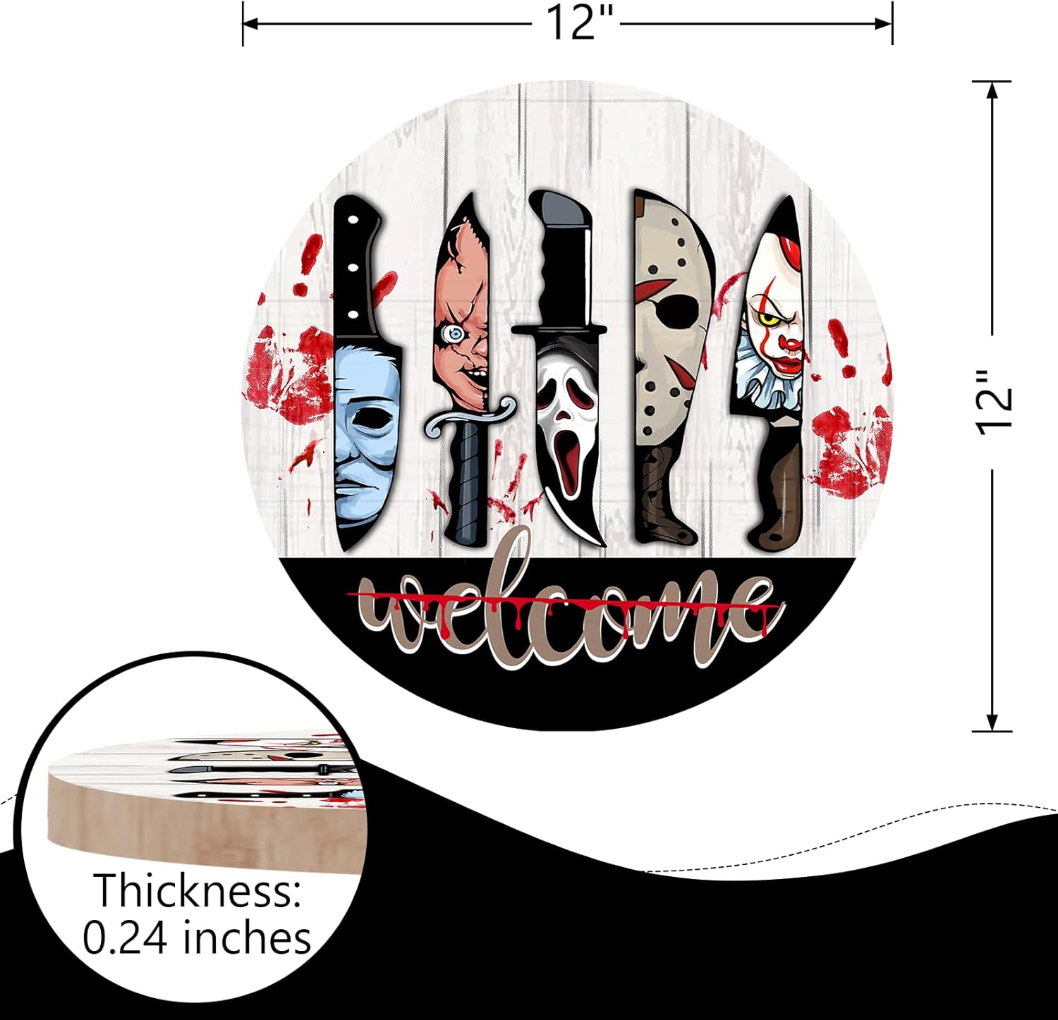 Welcome Halloween Knife Front Door Sign