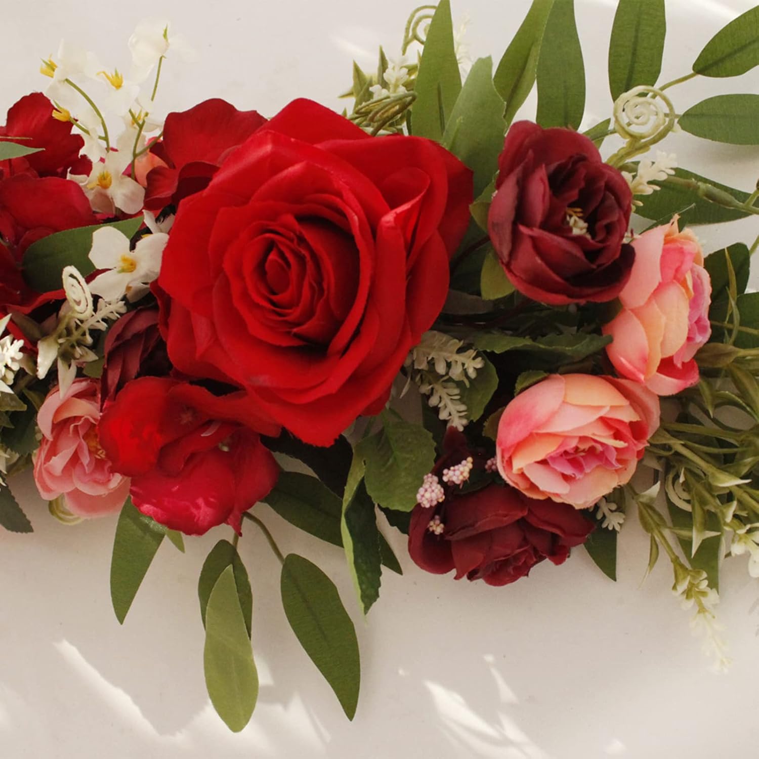 Firlar Artificial White Rose Swag 256 Inch Decor