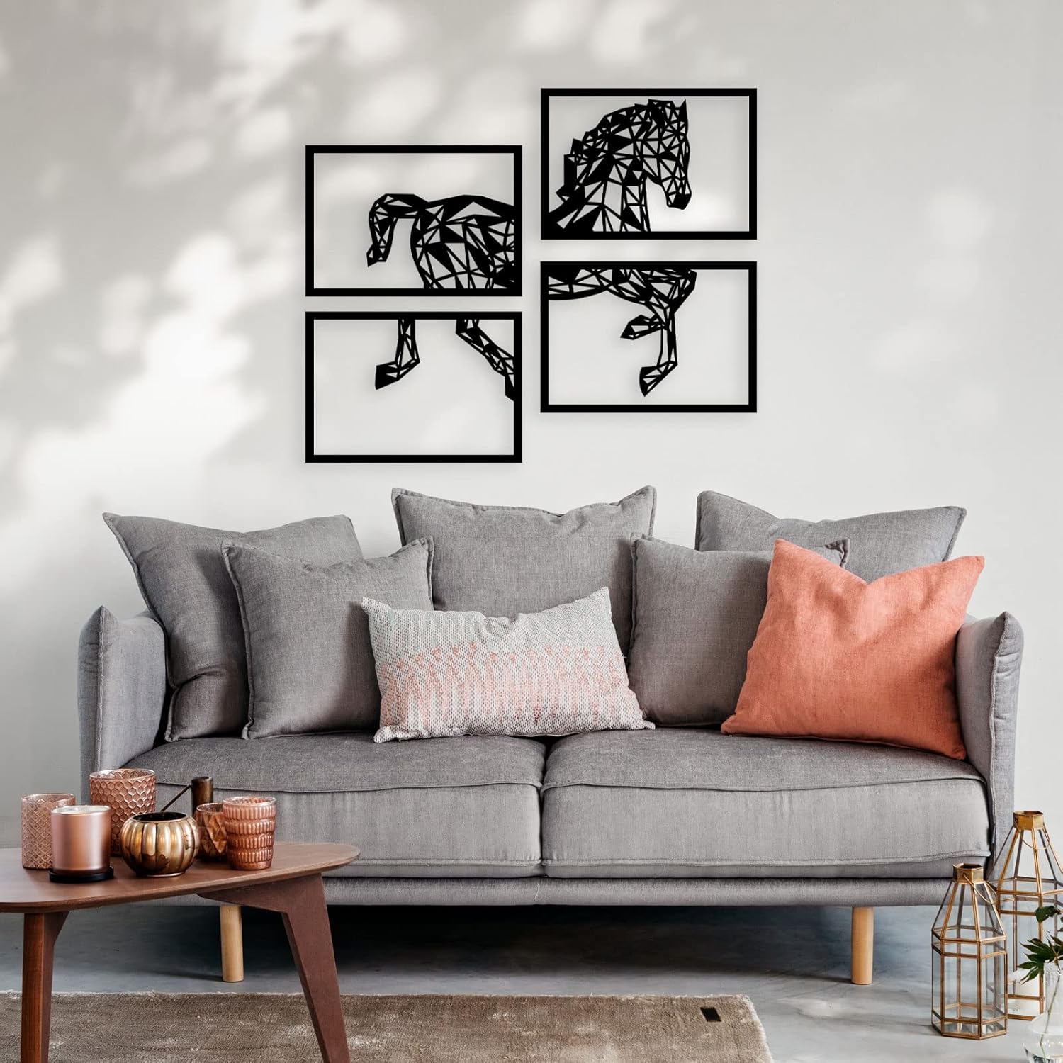 Peak Metal Wall Art 4 Panels Black