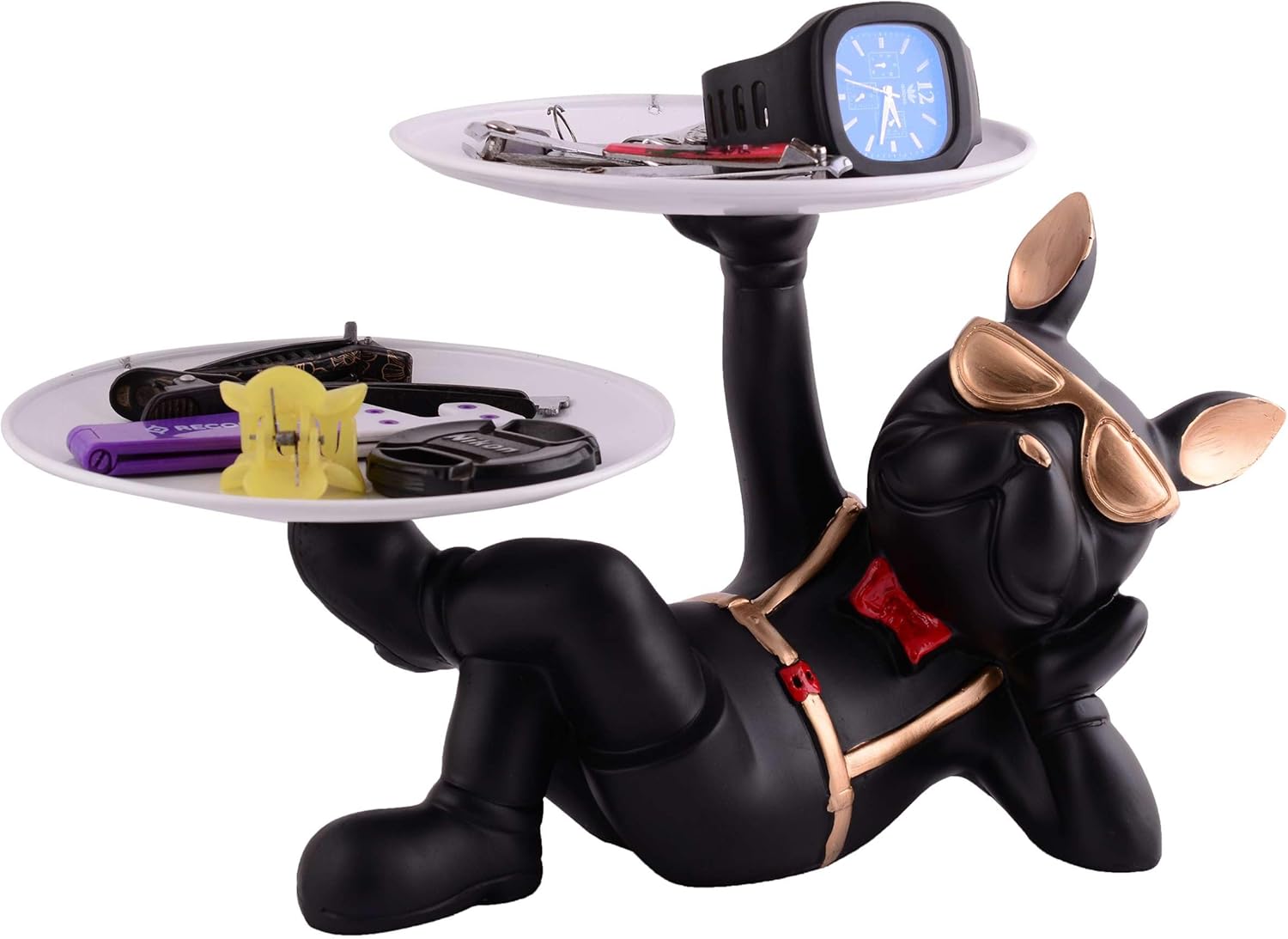 Sivani Cool Dog Sculpture with Plate Home Decor Showpiece
