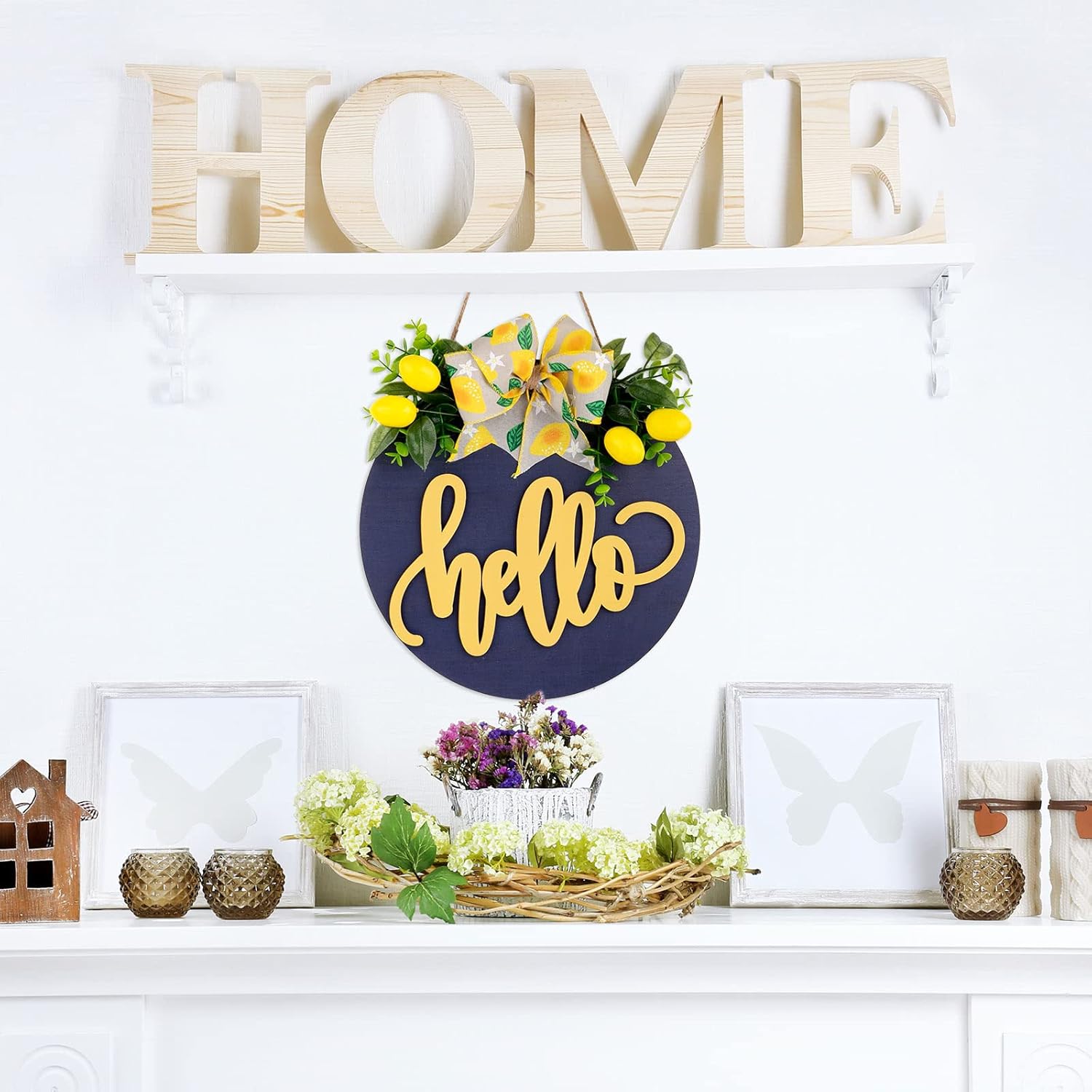 Whaline 3D Hello Summer Wooden Welcome Sign with Bowknot