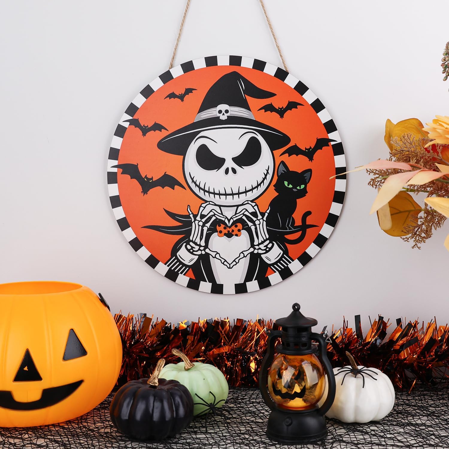 Aymolas Halloween Jack O Lantern Wreath Sign