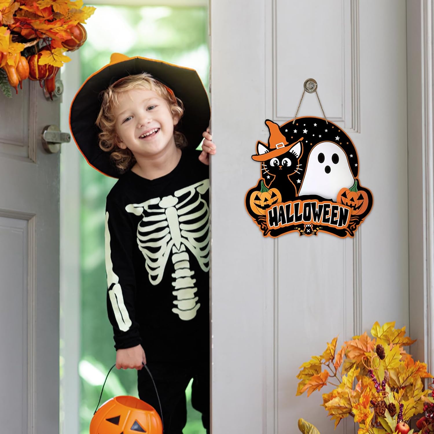Bolisom Halloween Door Wreath Sign Decor