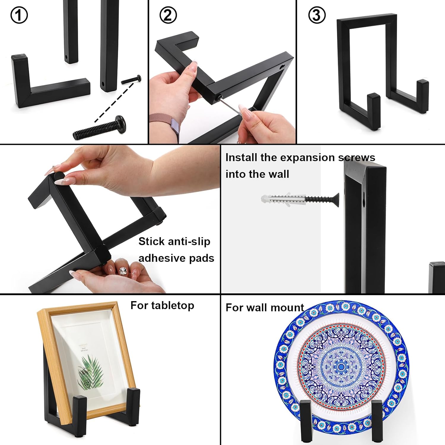 2 Pack Large Plate Stands 8 Inch Tall Easels for Display