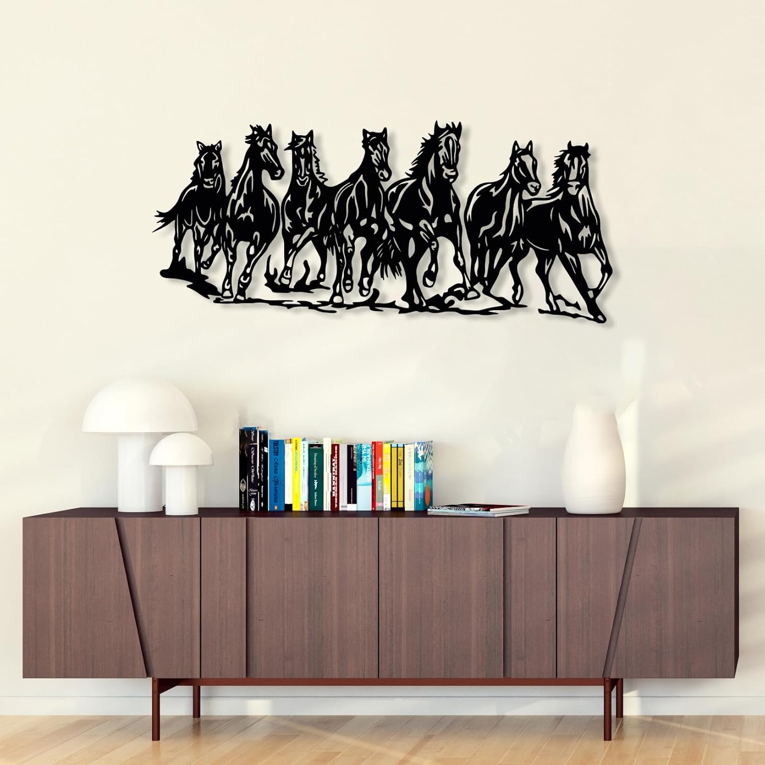 DecoSoul Horse Metal Wall Art Black 196 x 87