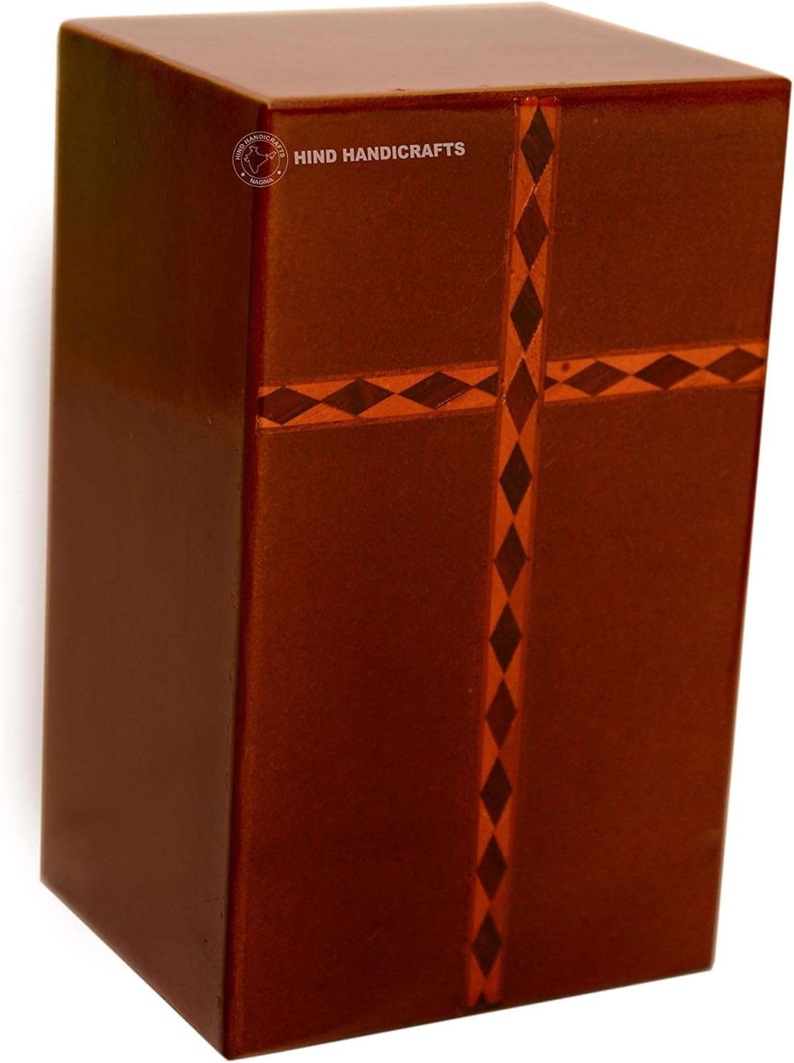 Wooden Cremation Urn for Adult Ashes - Handcrafted Hardwood with Cross