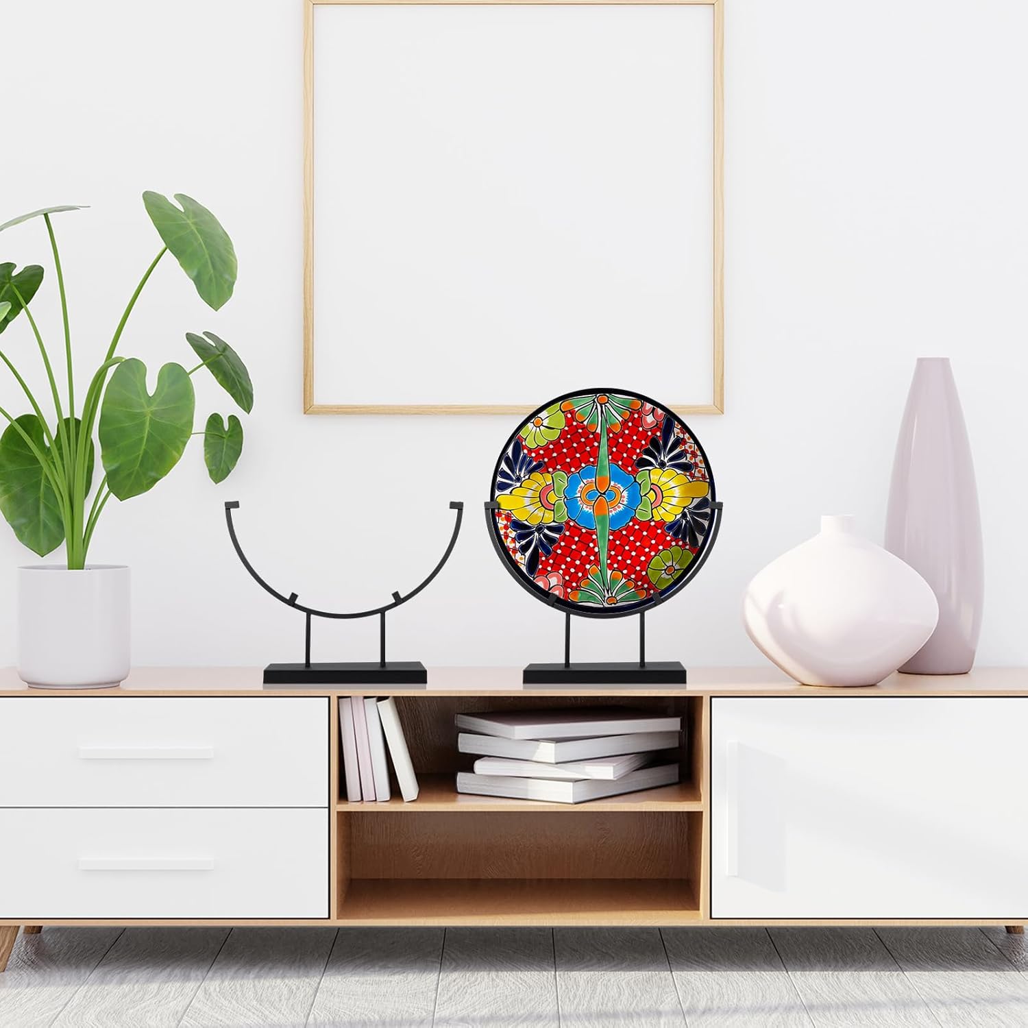 Blulu 4 Pc 12 Inch Round Metal Display Stand Black