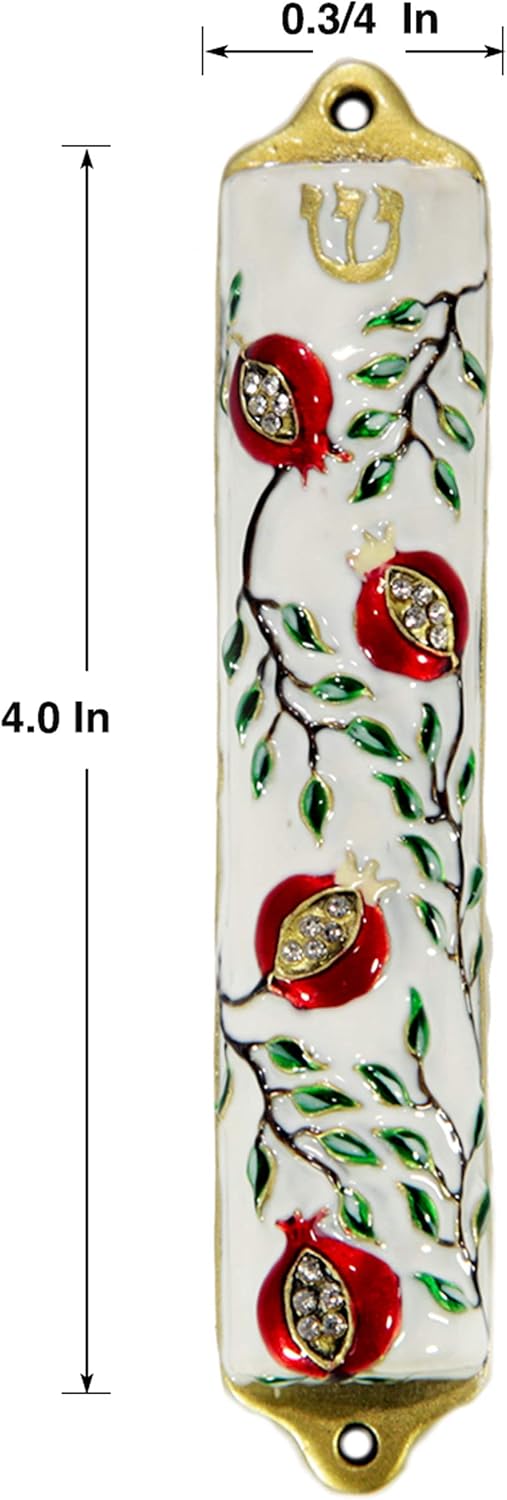 Modern Pomegranate Mezuzah Cover 4 Inch Door Blessing
