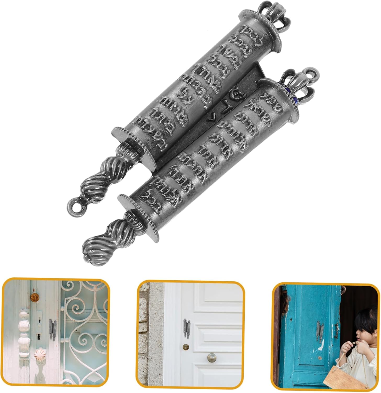 Unomor Jewish Mezuzah Case Decorative Metal Scroll
