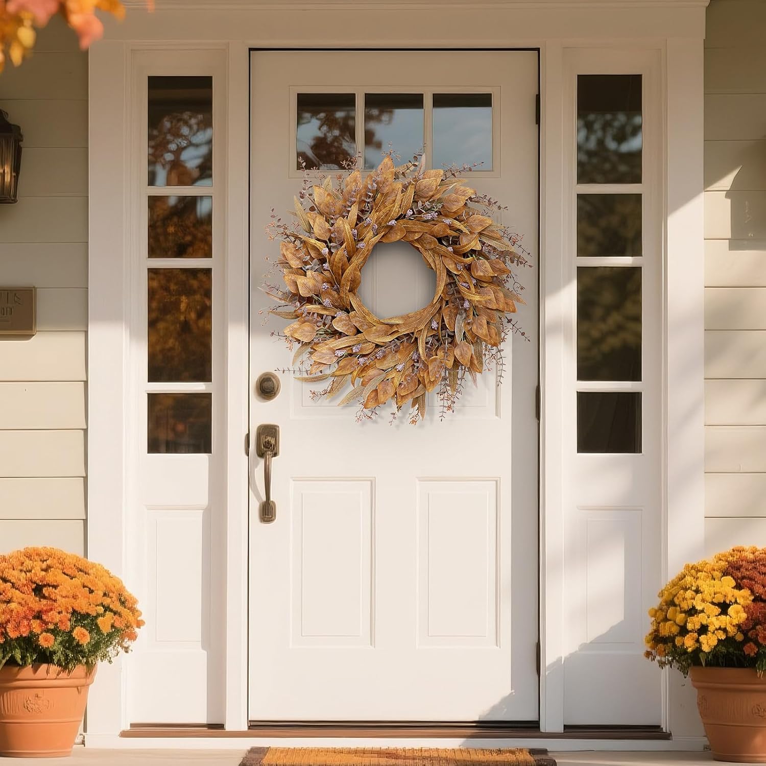 26 Orange Eucalyptus Wreath for Front Door