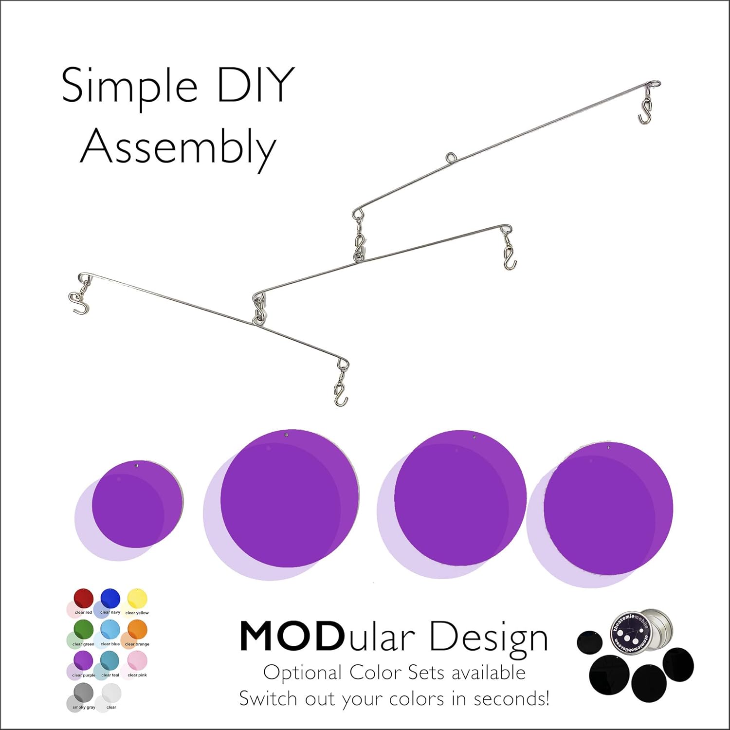 Modern Clear Purple Kinetic Art Mobile