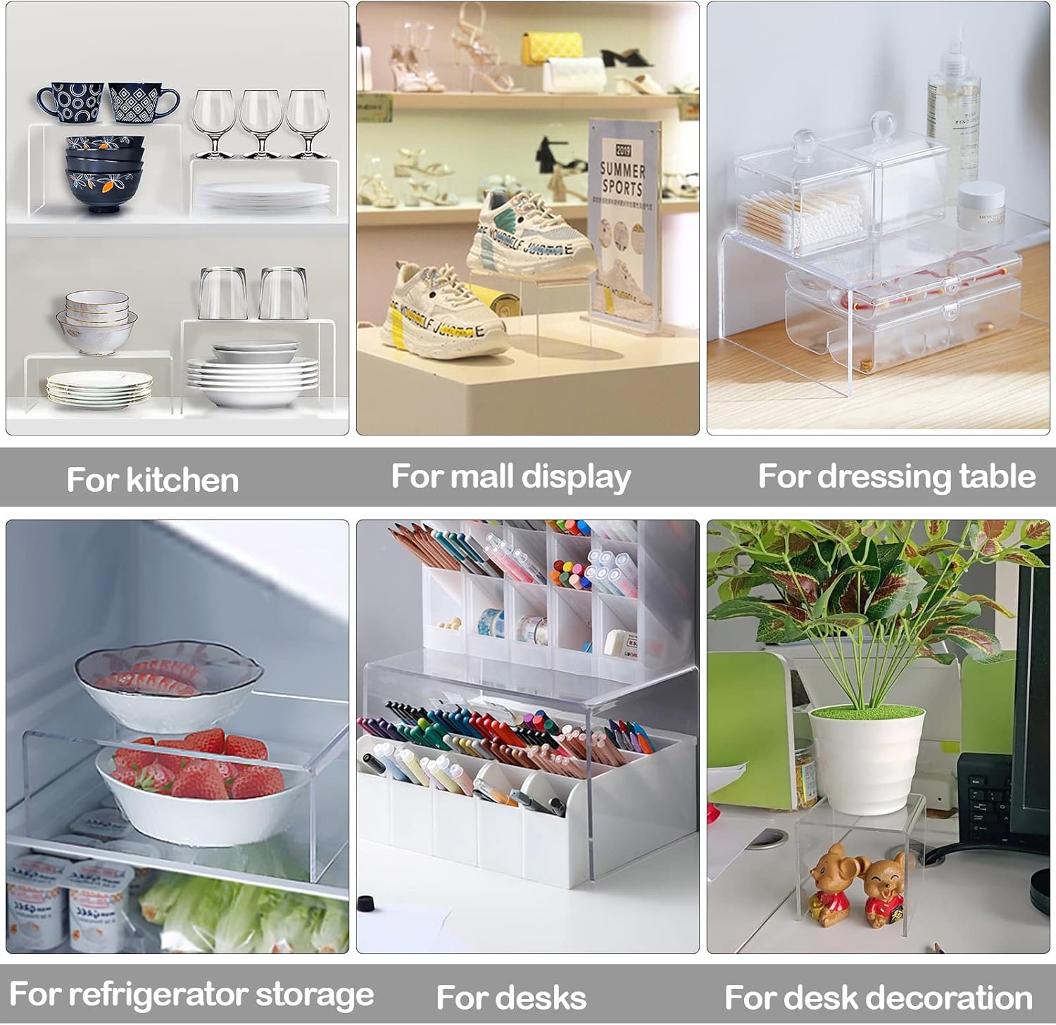 MerryNine Acrylic Risers Display Stands 8 Pcs 2 Set