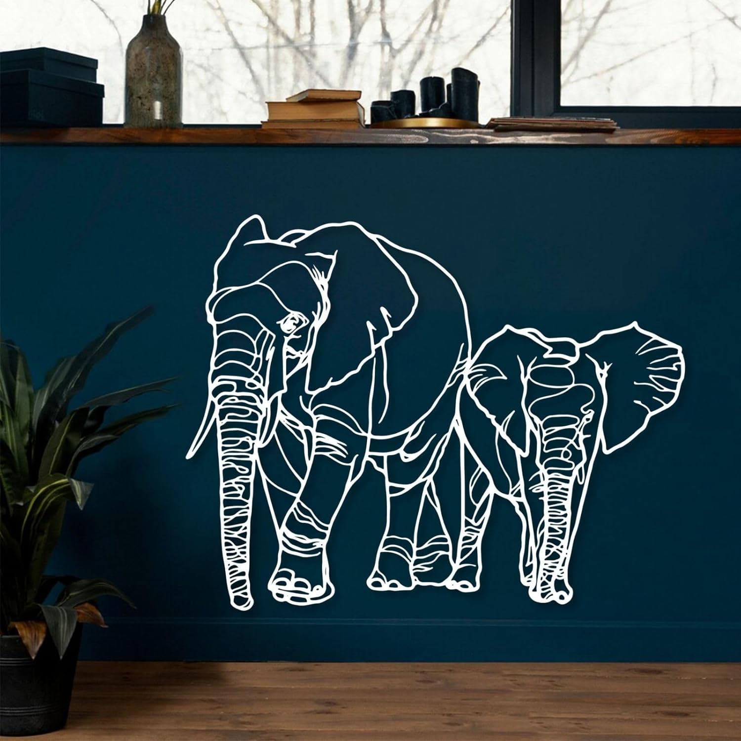 Gold Elephant Wall Decor Set with Mama and Baby