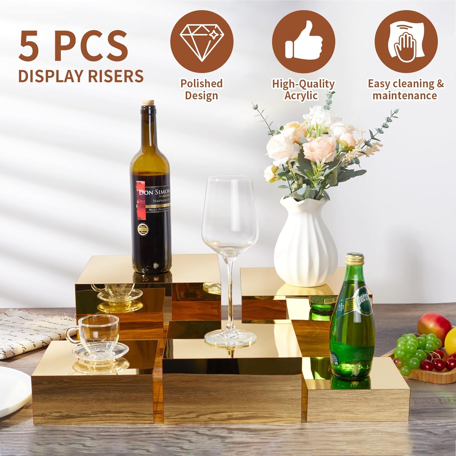 Acrylic Risers Display 5 Pcs for Jewelry and Food