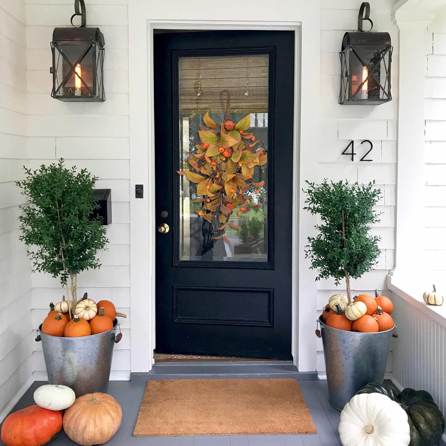 Fall Harvest Teardrop Swag Artificial Decor Thanksgiving Door Wall
