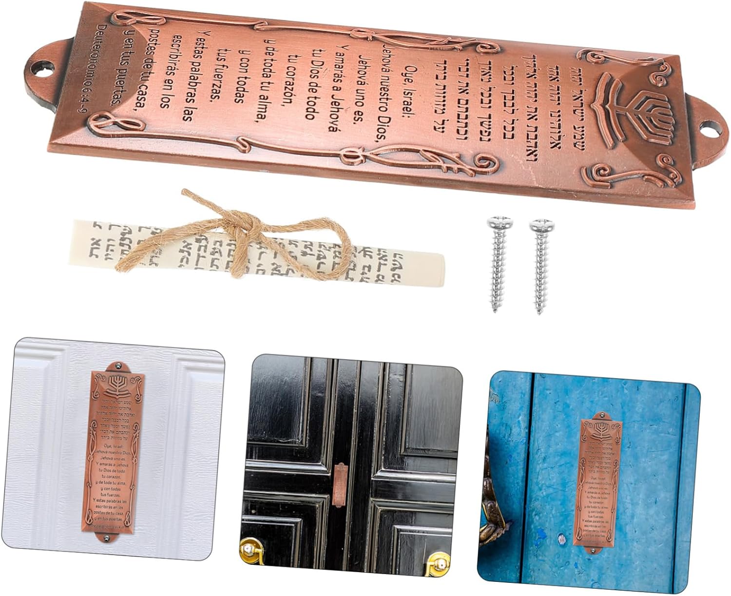 ABOOFAN Spanish Mezuzah Plaque with Blessing