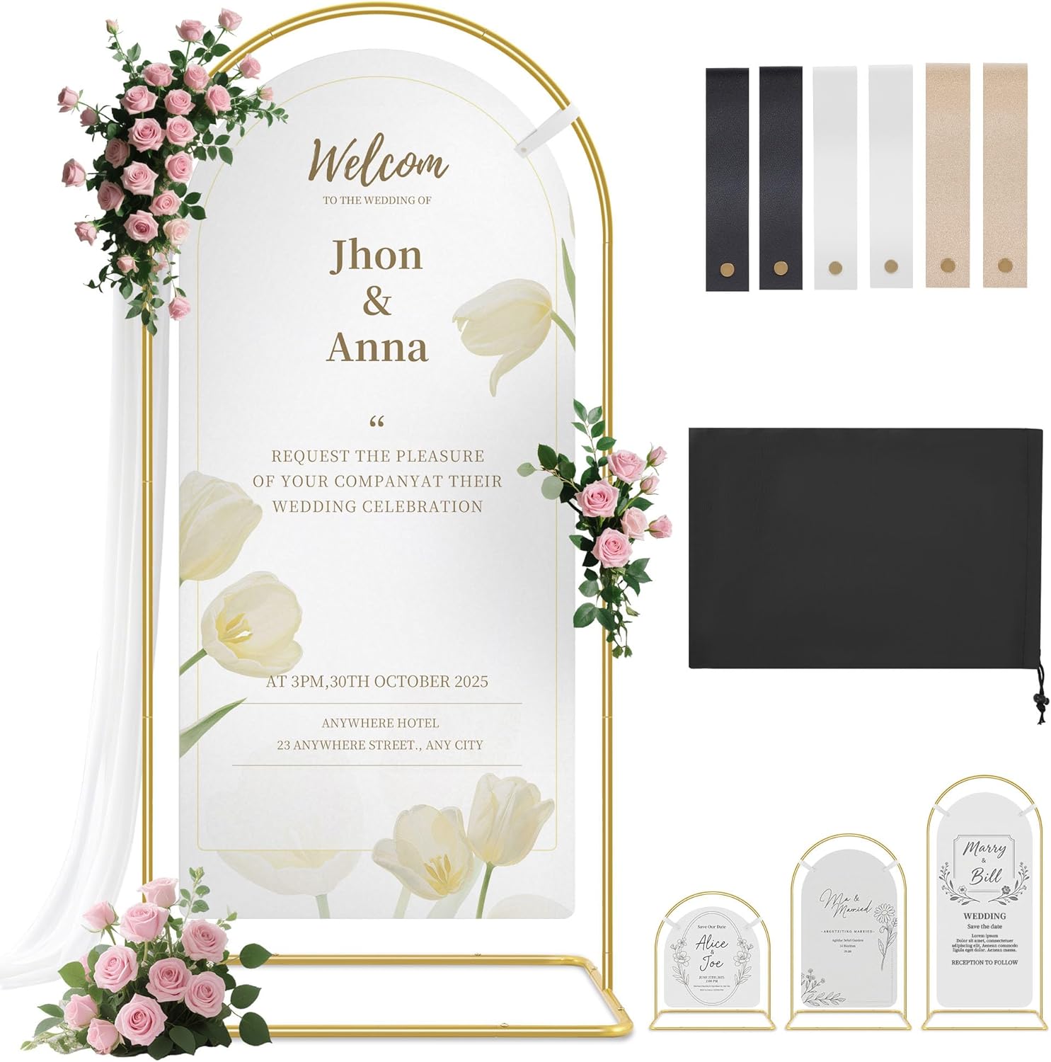 Gold Wedding Welcome Sign Stand Easel Holder