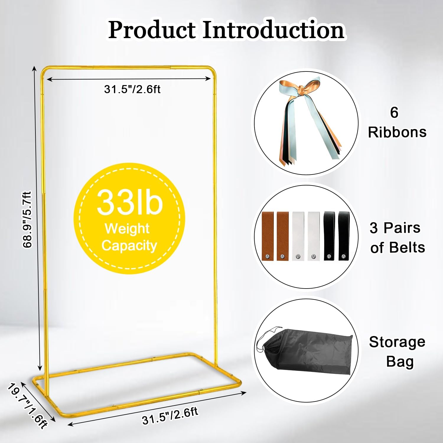Wedding Welcome Sign Stand - Adjustable Gold Easel for Events