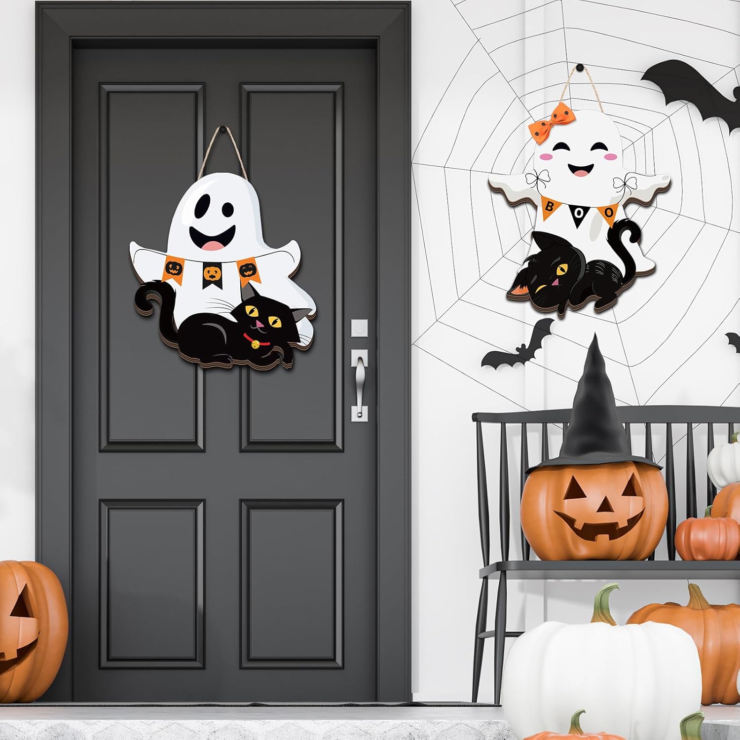 Leinuosen Halloween Ghost Witch Door Sign Decorations