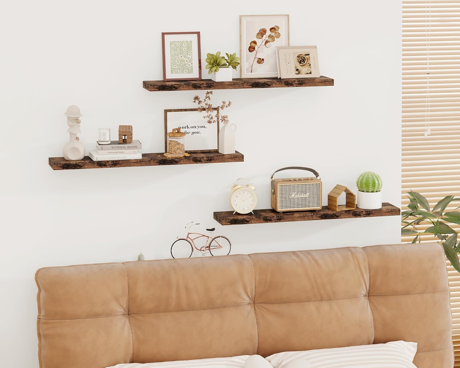 Fixwal 158 In Floating Shelves Set of 6 Rustic Brown