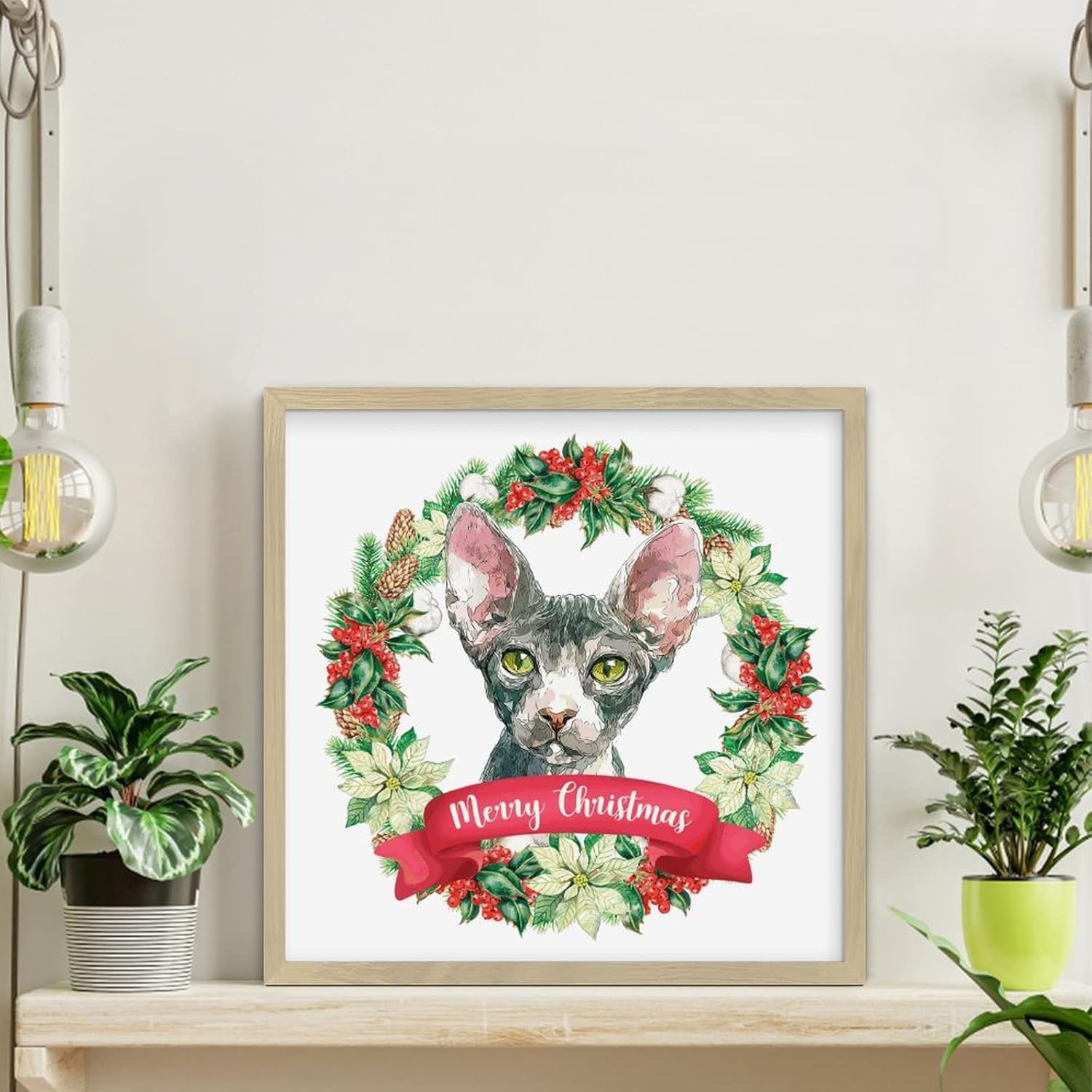 Winter Door Hanger Wreath Wooden Plaque with Frames