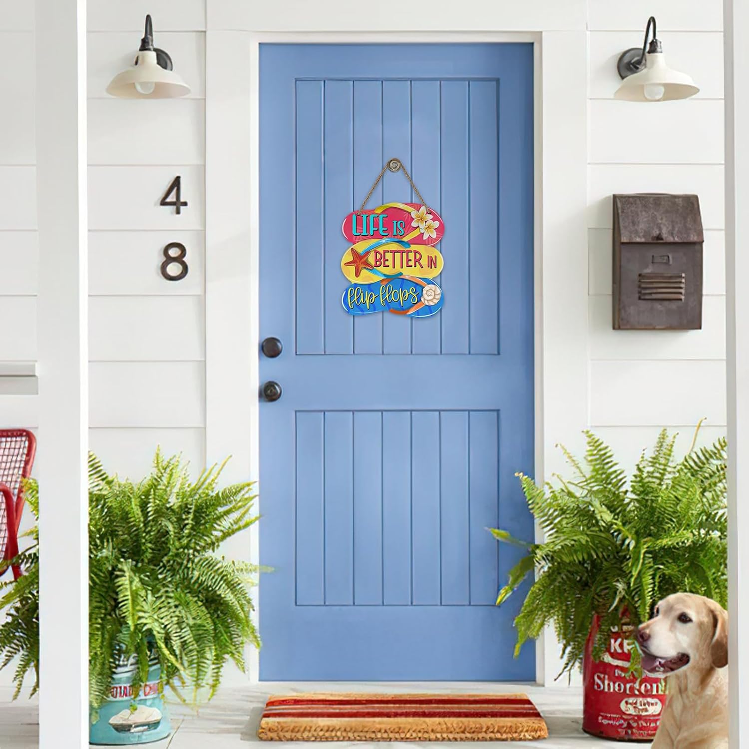 Bolisom Summer Life Flip Flops Beach Door Sign