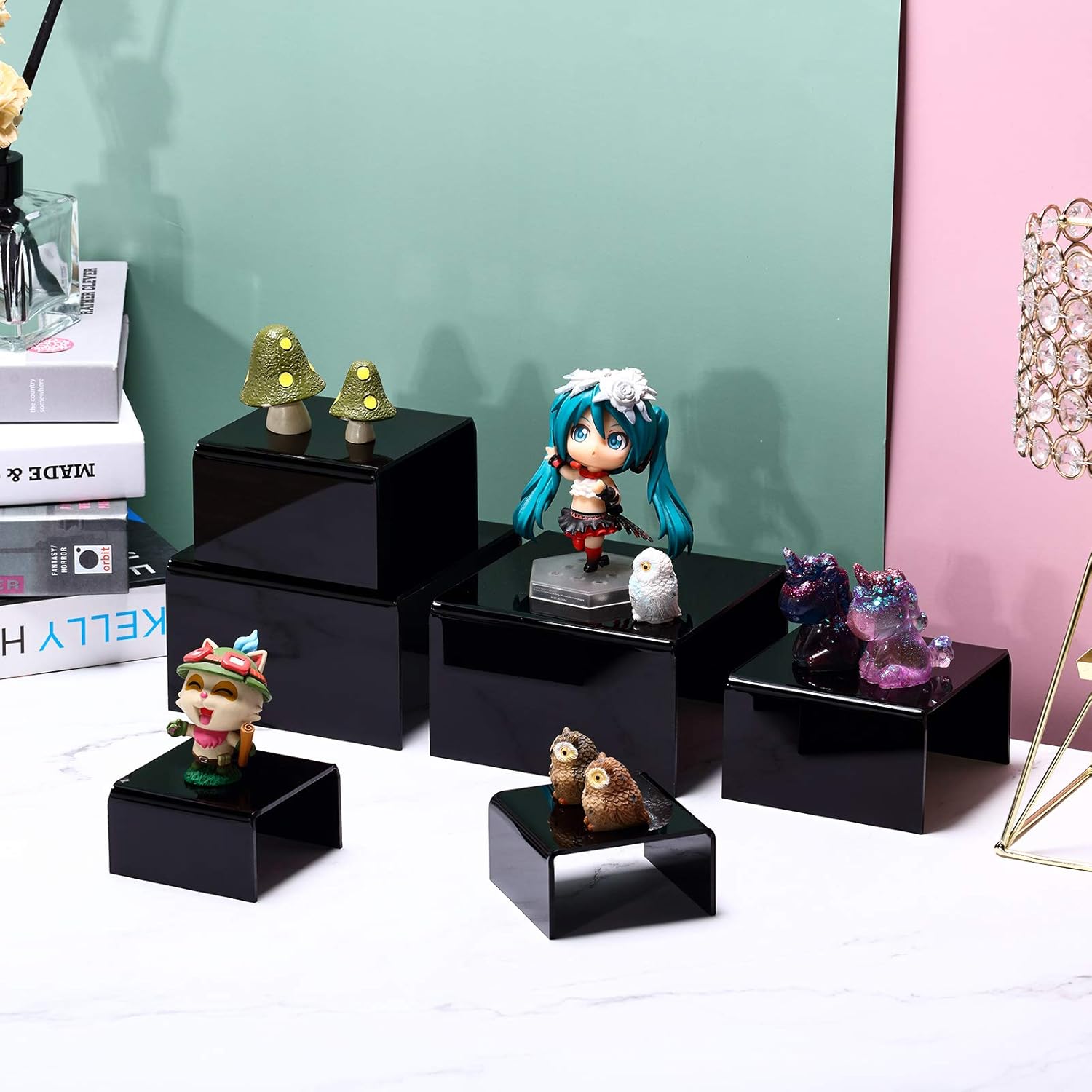 Chuangdi 2 Sets Acrylic Display Risers Black