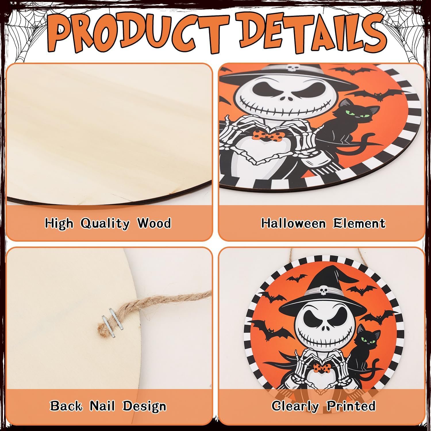 Aymolas Halloween Jack O Lantern Wreath Sign